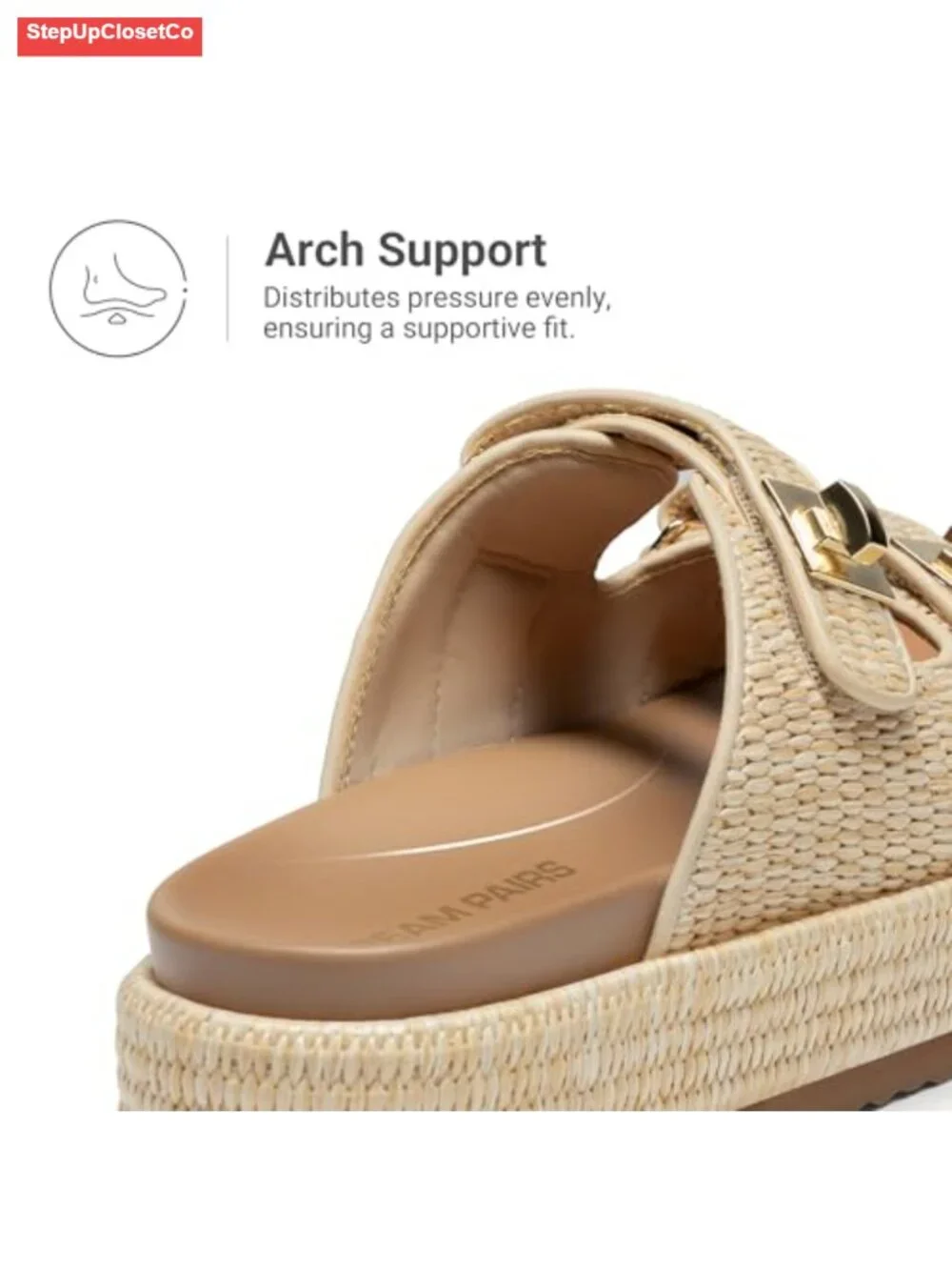 Raffia Espadrilles Platform Wedge Sandals Adjustable Buckle Slide